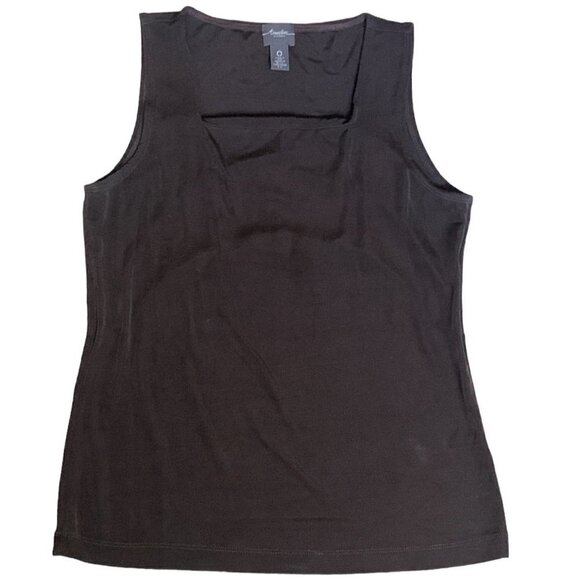 Chico's Travelers Square Neck Tank Top Sz 0 (S/4) Brown 132J - Picture 2 of 8